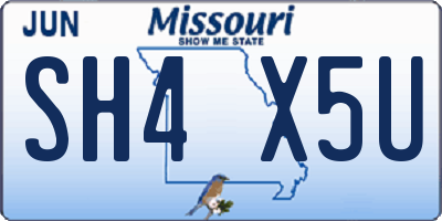 MO license plate SH4X5U