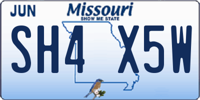 MO license plate SH4X5W