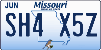 MO license plate SH4X5Z
