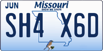 MO license plate SH4X6D