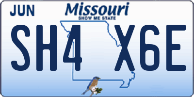 MO license plate SH4X6E