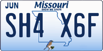 MO license plate SH4X6F