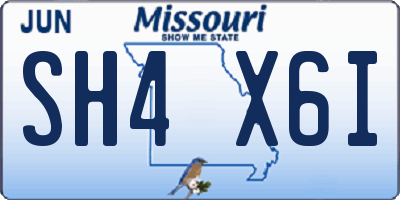 MO license plate SH4X6I