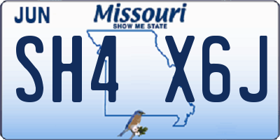 MO license plate SH4X6J
