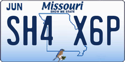MO license plate SH4X6P