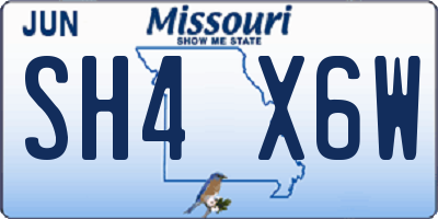 MO license plate SH4X6W