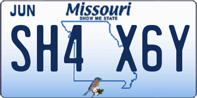 MO license plate SH4X6Y
