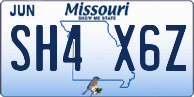 MO license plate SH4X6Z