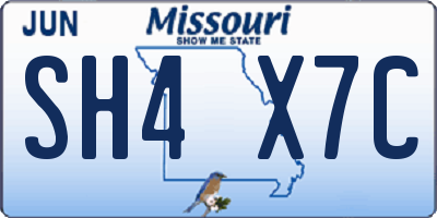 MO license plate SH4X7C