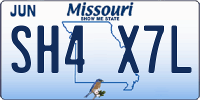 MO license plate SH4X7L