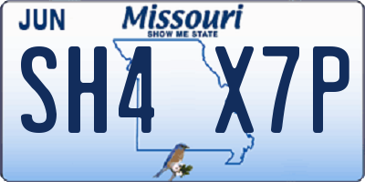 MO license plate SH4X7P