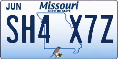 MO license plate SH4X7Z