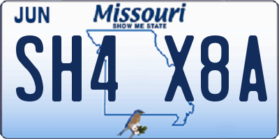 MO license plate SH4X8A