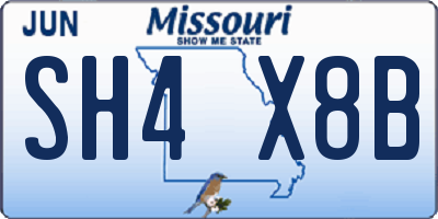 MO license plate SH4X8B