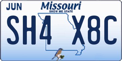 MO license plate SH4X8C