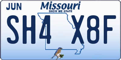 MO license plate SH4X8F