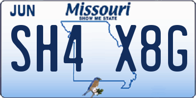 MO license plate SH4X8G