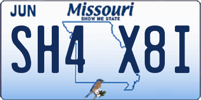 MO license plate SH4X8I