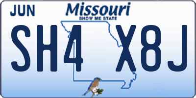 MO license plate SH4X8J