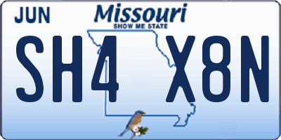 MO license plate SH4X8N