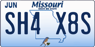MO license plate SH4X8S