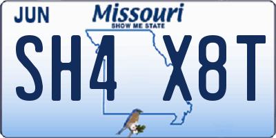 MO license plate SH4X8T
