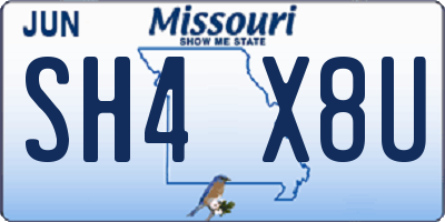 MO license plate SH4X8U