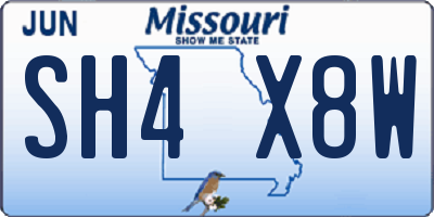MO license plate SH4X8W