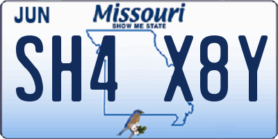 MO license plate SH4X8Y
