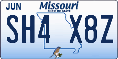 MO license plate SH4X8Z