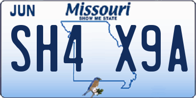 MO license plate SH4X9A