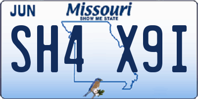 MO license plate SH4X9I