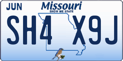 MO license plate SH4X9J