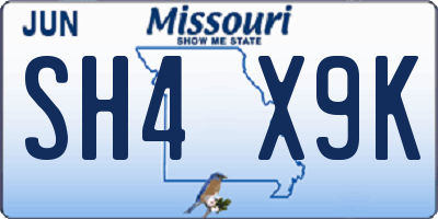 MO license plate SH4X9K