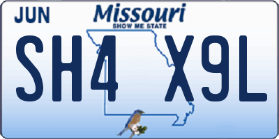 MO license plate SH4X9L