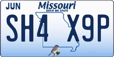 MO license plate SH4X9P