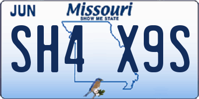 MO license plate SH4X9S