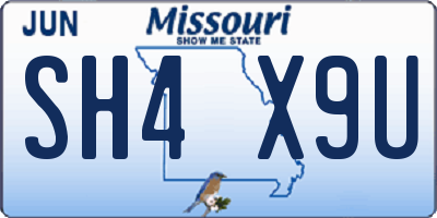 MO license plate SH4X9U