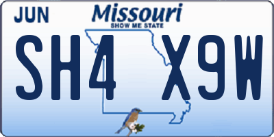 MO license plate SH4X9W