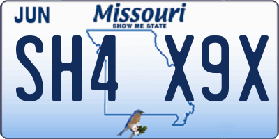 MO license plate SH4X9X