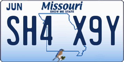 MO license plate SH4X9Y