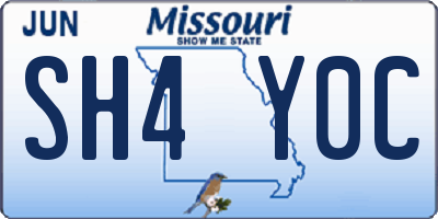 MO license plate SH4Y0C
