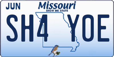 MO license plate SH4Y0E