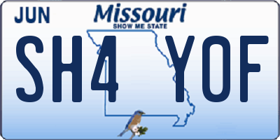 MO license plate SH4Y0F