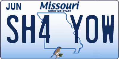 MO license plate SH4Y0W