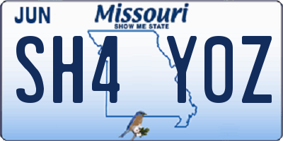 MO license plate SH4Y0Z