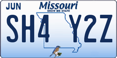 MO license plate SH4Y2Z