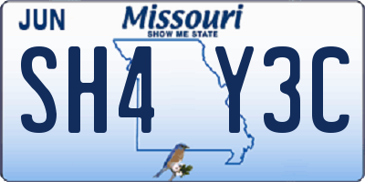 MO license plate SH4Y3C