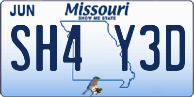 MO license plate SH4Y3D