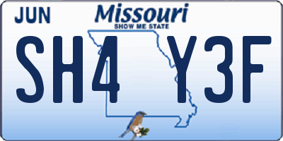 MO license plate SH4Y3F